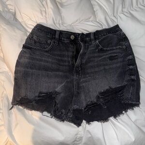 American Eagle Outfitters Black Jean Shorts Distressed High-Waisted